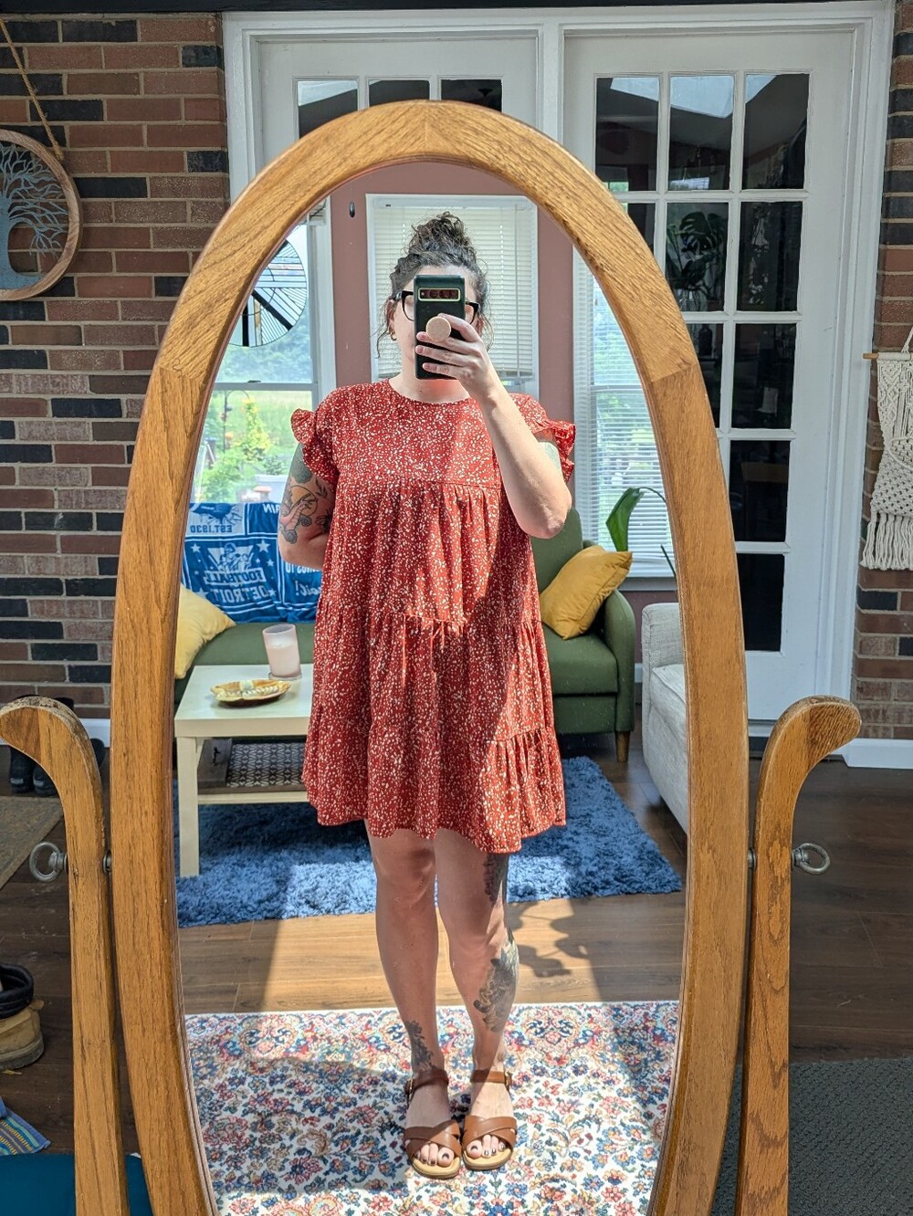 Women’s Red Speckled Keyhole Dress